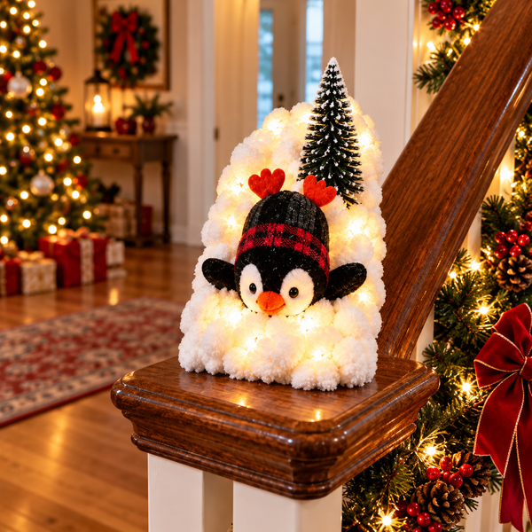 🔥Playful Penguin Snowy Stair Railing Decor