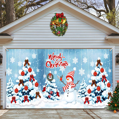 Christmas Garage Door Decor Banner - Festive Holiday Background