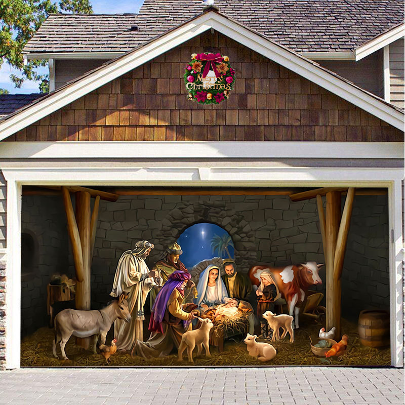 Christmas Garage Door Decor Banner - Festive Holiday Background
