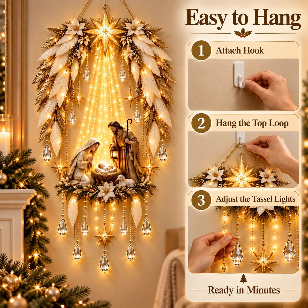 Angel Wings Nativity Wall Light