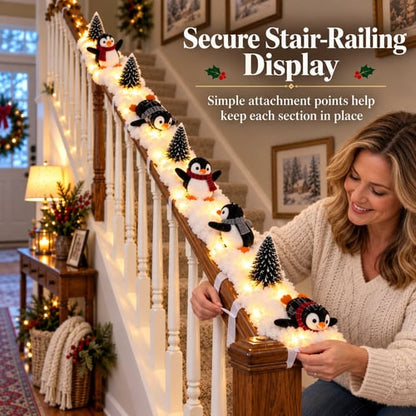 🔥Playful Penguin Snowy Stair Railing Decor