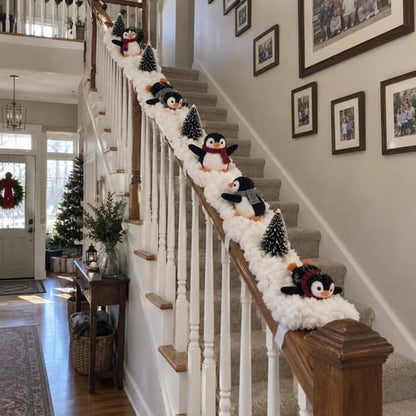 🔥Playful Penguin Snowy Stair Railing Decor