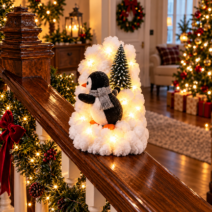 🔥Playful Penguin Snowy Stair Railing Decor